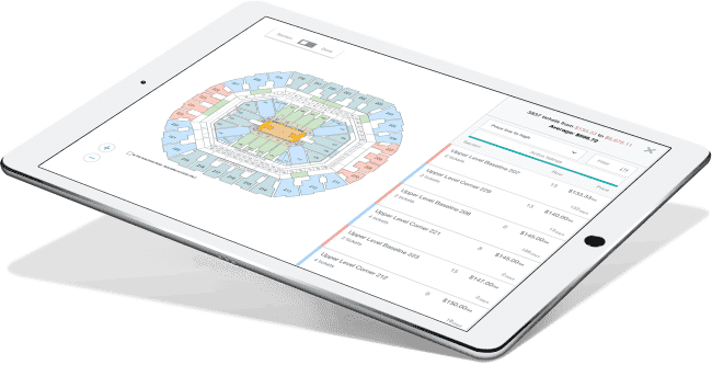 Evento con mapa del recinto y precios de boletos